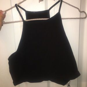Brandy high neck black crop tank